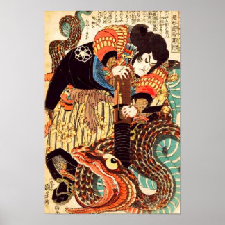 Poster Jiraiya et serpent Kuniyoshi Art japonais
