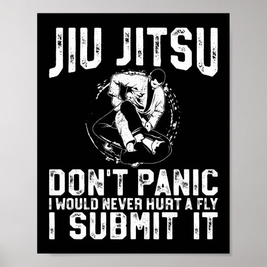 Poster Jiu Jitsu Bjj Jiu Jitsu Ne paniquez jamais (Devant)