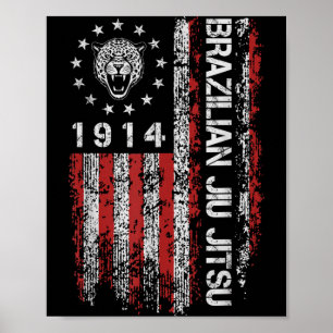 Poster Jiu Jitsu Brésilien 1914 BJJ Tête de Jaguar Améric