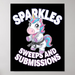 Poster Jiu Jitsu et Licorne - Grappling BJJ Mignon
