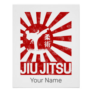 Poster Jiu Jitsu Fighter Arts martiaux Vintages japonais