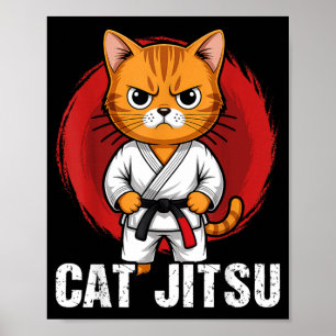Poster Jiu Jitsu Kawaii chat Drôle BJJ ou Grappling MMA