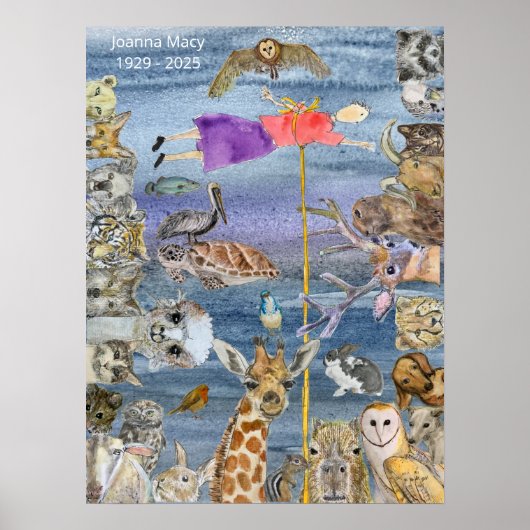Poster: Joanna vliegt tussen de dieren Poster (Voorkant)