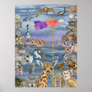 Poster: Joanna vliegt tussen de dieren Poster
