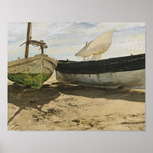 Poster Joaquin Sorolla - Bateaux de pêche sur la plage (Devant)