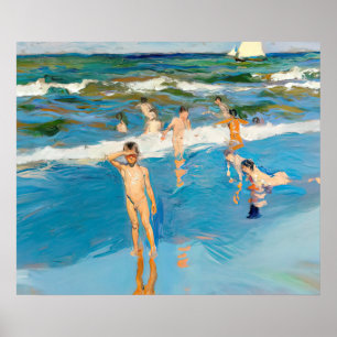 Poster Joaquín Sorolla los niños en el mar playa