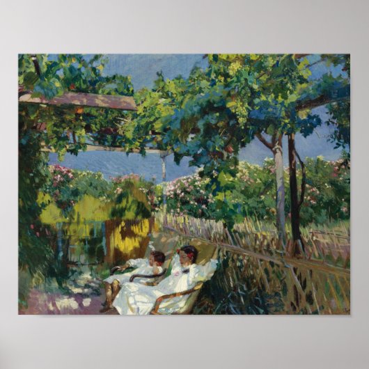 Poster Joaquin Sorolla - Siesta dans le jardin (Devant)