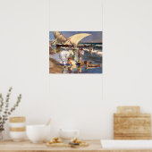 Poster Joaquin Sorolla - Valencia Beach by Morning Light (Cuisine)