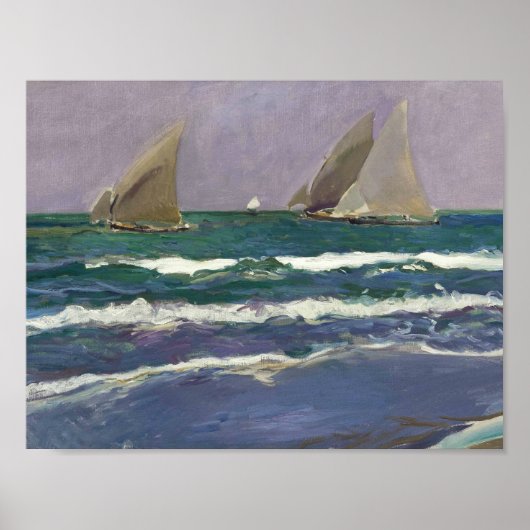 Poster Joaquin Sorolla - Voiles de navires dans la mer (Devant)
