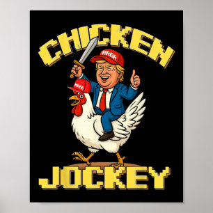 Poster Jockey de poulet Trump Mème amusant