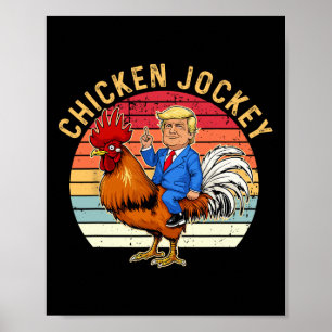 Poster Jockey de poulet Trump Mème amusant 3
