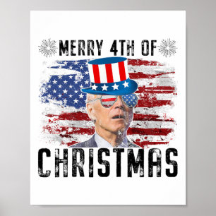 Poster Joe Biden drôle Joyeux 4ème Noël 4 juillet