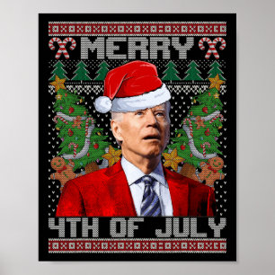 Poster Joe Biden Joyeux Noël 4 juillet Laid Pour Qui