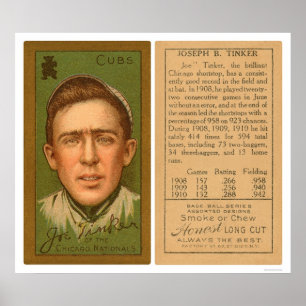 Poster Joe Tinker Cubs Baseball 1911
