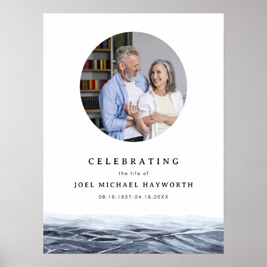 Poster JOEL Minimaliste Ocean Water Photo Funérailles Bie (Devant)