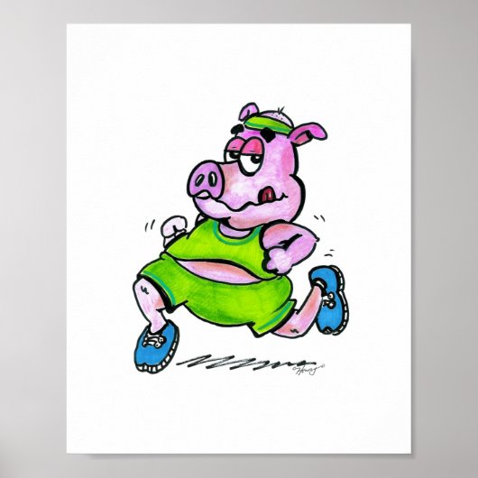 Poster Jogging Pig. (Voorkant)