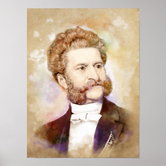Poster Johann Strauss (fils) portrait en aquarelle (Devant)