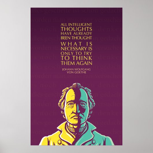 Poster Johann W von Goethe Citation Inspirationnelle : Pe (Devant)