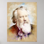 Poster Johannes Brahms Portrait im Aquarell Style (Devant)