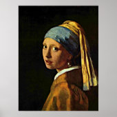 Poster Johannes Vermeer art - Fille avec une oreille perl (Devant)