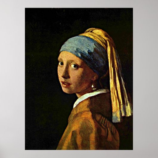 Poster Johannes Vermeer art - Fille avec une oreille perl (Devant)