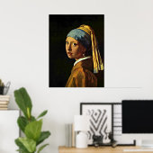 Poster Johannes Vermeer art - Fille avec une oreille perl (Bureau à domicile)