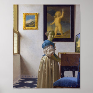 Poster Johannes Vermeer - Dame debout devant un virginal