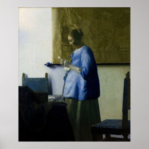 Poster Johannes Vermeer - Femme en bleu lisant une lettre