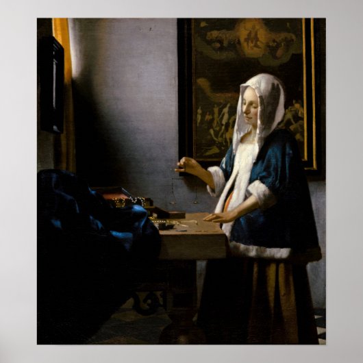 Poster Johannes Vermeer - Femme tenant un équilibre (Devant)