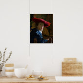Poster Johannes Vermeer - Fille au chapeau rouge (Cuisine)