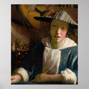 Poster Johannes Vermeer - Fille avec une Flûte