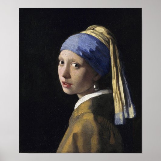 Poster Johannes Vermeer - Fille avec une oreille perle (Devant)