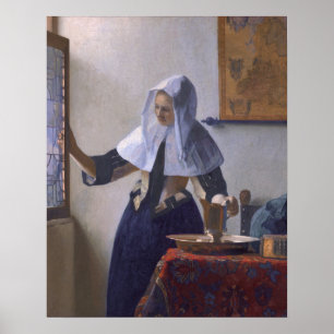 Poster Johannes Vermeer, jeune femme avec un pot d'eau