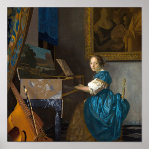 Poster Johannes Vermeer - Lady assise à une virginale