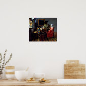 Poster Johannes Vermeer - Le verre du vin (Cuisine)