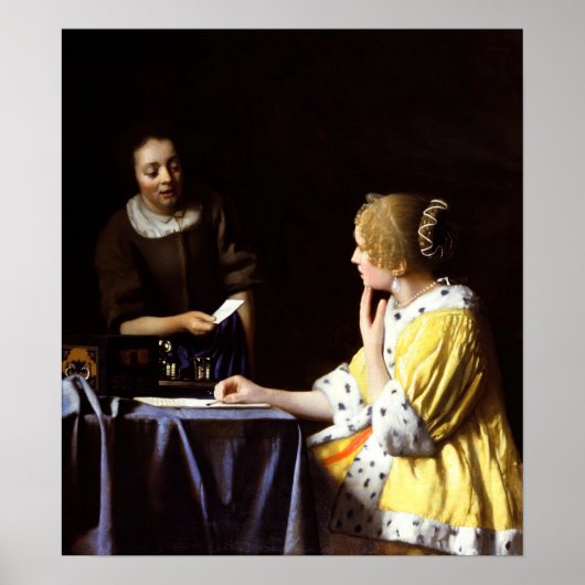 Poster Johannes Vermeer - Maîtresse et domestique (Devant)