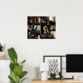 Poster Johannes Vermeer - Patchwork de Chefs-d'œuvre (Bureau à domicile)