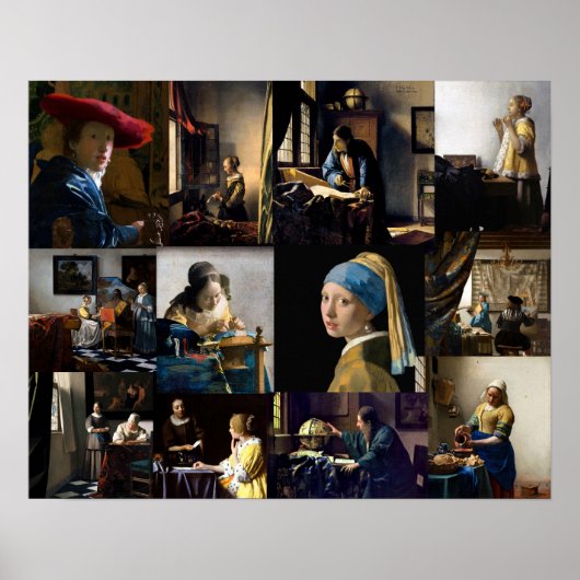 Poster Johannes Vermeer - Patchwork de Chefs-d'œuvre (Devant)