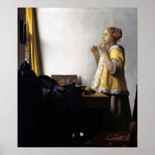Poster Johannes Vermeer - Young Woman with Pearl Necklace