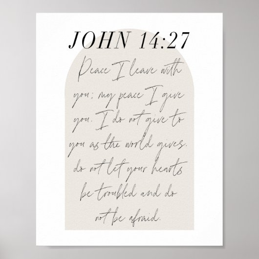 Poster John 14:27 Mini Boho Arc Beige Script (Devant)