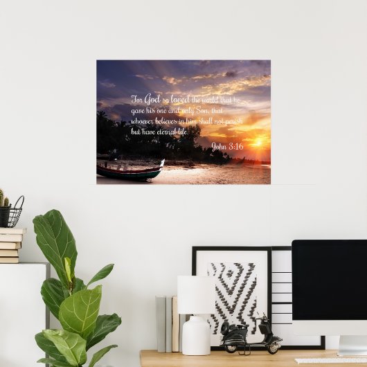 Poster John 3:16 #1 NIV - Écriture Mur chrétien Art (Bureau à domicile)