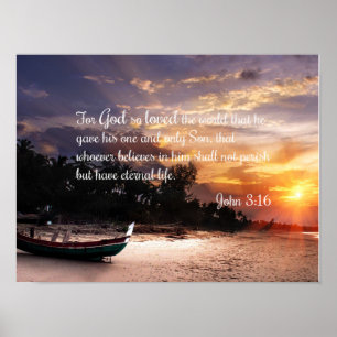Poster John 3:16 #1 NIV - Écriture Mur chrétien Art