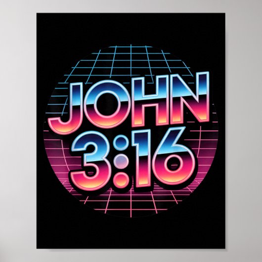 Poster John 3_16 80s Retro Christian Faith Design (Devant)