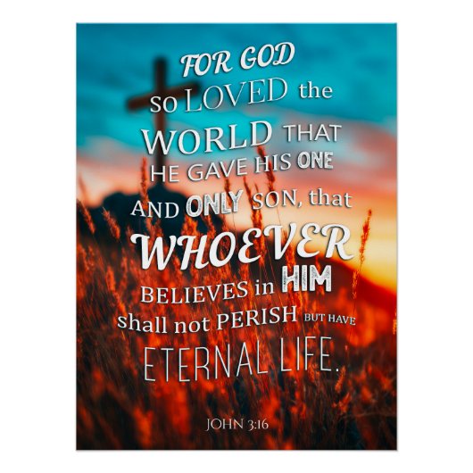 Poster John 3:16 Bible Verse (Devant)
