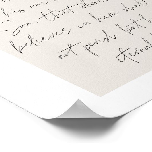 Poster John 3:16 Mini Boho Arc Beige Script (Coin)