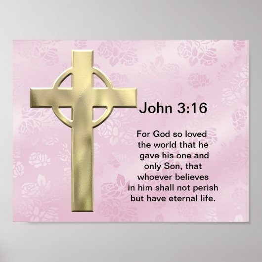 Poster John 3:16 (rose) (Devant)