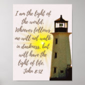 Poster John 8:12 avec phare (Devant)