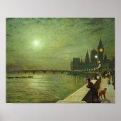 Poster John Atkinson Grimshaw - Réflexions sur la Tamise (Devant)