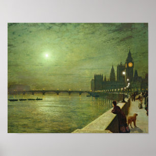 Poster John Atkinson Grimshaw - Réflexions sur la Tamise