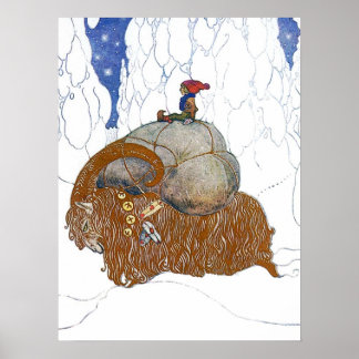 Poster John Bauer La chèvre de Noël
